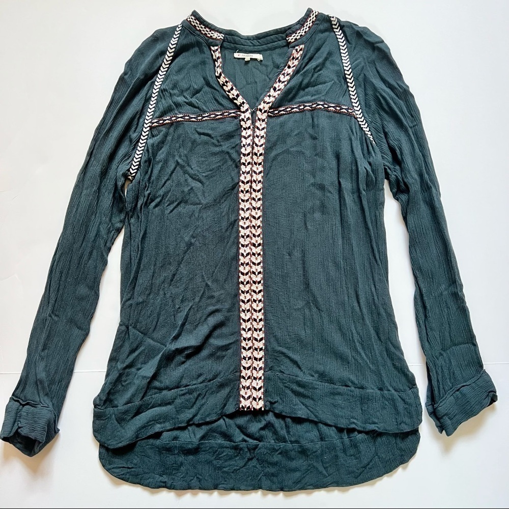 Tularosa Tunic Top Long Sleeve Wyatt in La' Rochelle Blue Teal Sz M - Picture 3 of 11